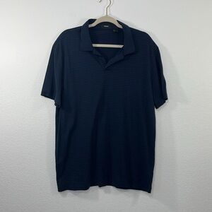 THEORY Willem Flame Regular Fit Short Sleeve Slub Jersey Polo Navy size XL